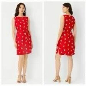 Ann Taylor Linen Blend Red Dress Tunic with TieSz XL Embroidered